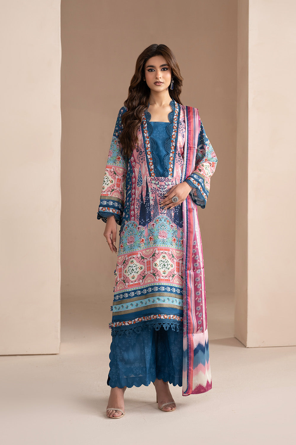 Maryum & Maria Navy Aqua Summer Dress Design | Printed Lawn 3 Piece Suit Maryum N Maria Maryum & Maria Navy Aqua Summer Dress Design | Printed Lawn 3 Piece Suit Maryum N Maria