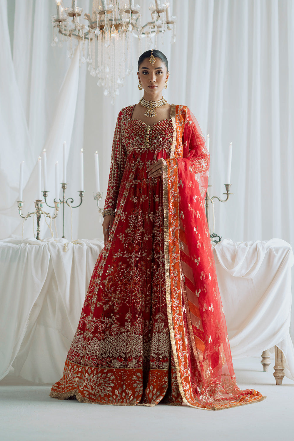 red pakistani bridal dresses Embroidered Red Maxi – Luxury Bridal Wear Look – Maryum N Maria