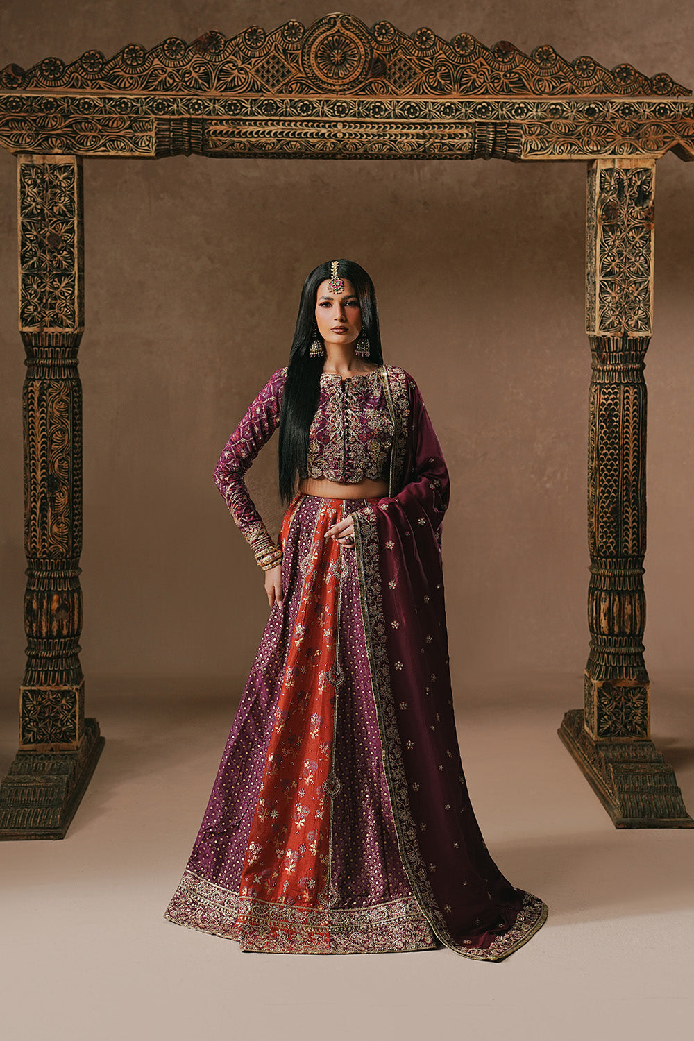 Luxury Pakistani Bridal Dresses in Plum | Maryum N Maria