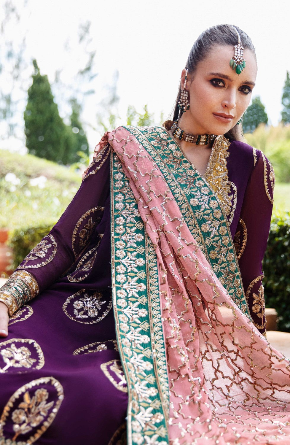 3 Piece Embroidered Chiffon Aleid - FS40014