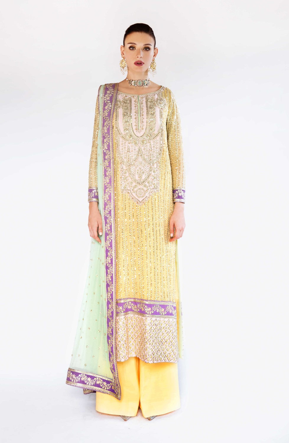 3 Piece Embroidered Chiffon Dael - FS40011