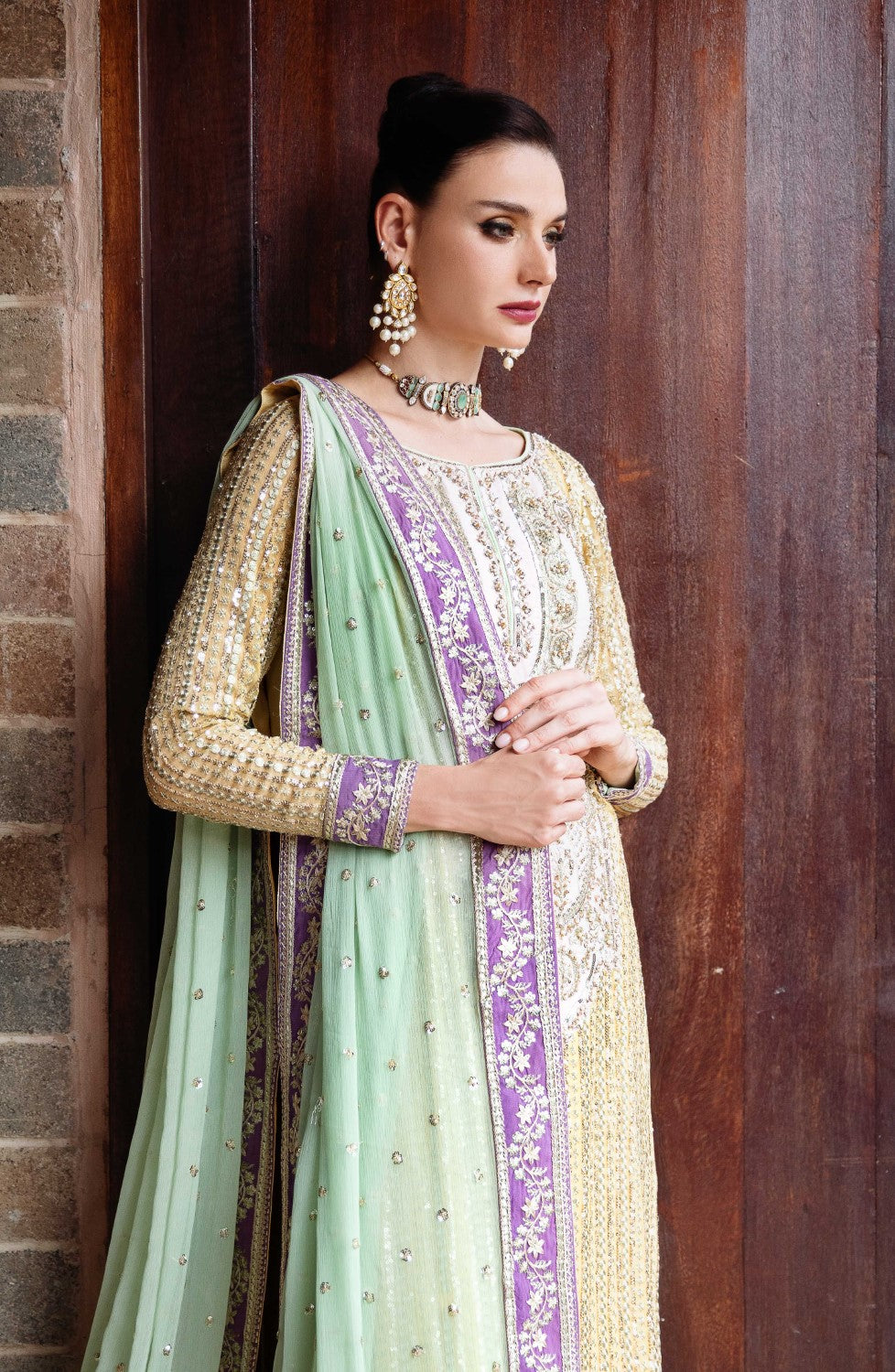 3 Piece Embroidered Chiffon Dael - FS40011