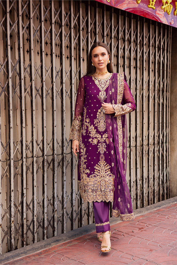 3 Piece Embroirdered Chiffon Elke - FW50066