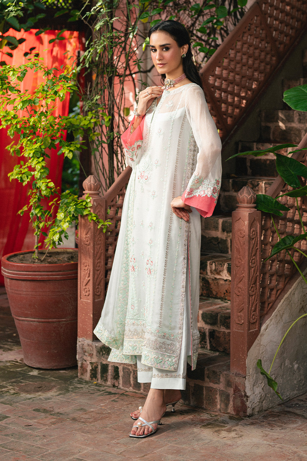 sachin and babi light blue dress 3 Piece Embroiderd Chiffon – Classic White Chiffon Dress – Maryum N Maria