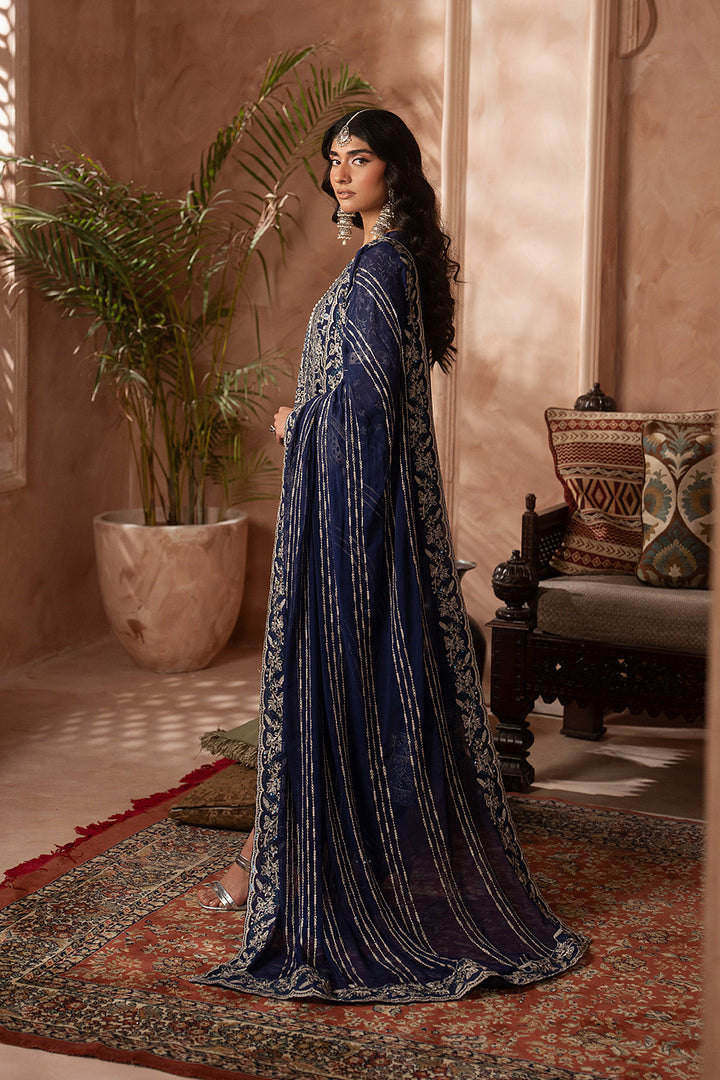 Royal Blue Chiffon Unstitched Suit by Maryum N Maria – Embroidered 3PC