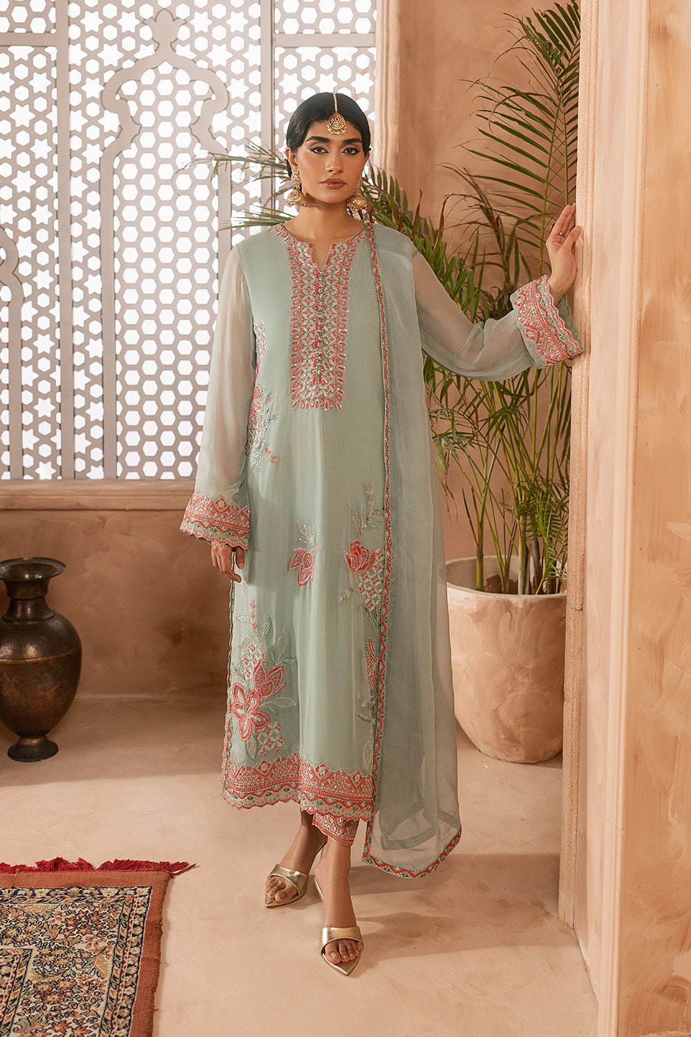 Stone Pure Chiffon Unstitched Suits  Embroidered 3 Piece | Maryum N Maria