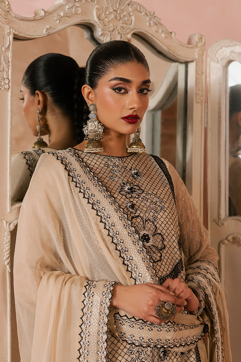 Light Brown Beautiful Chiffon Dresses  Embroidered 3 Piece Suit  Maryum N  Maria