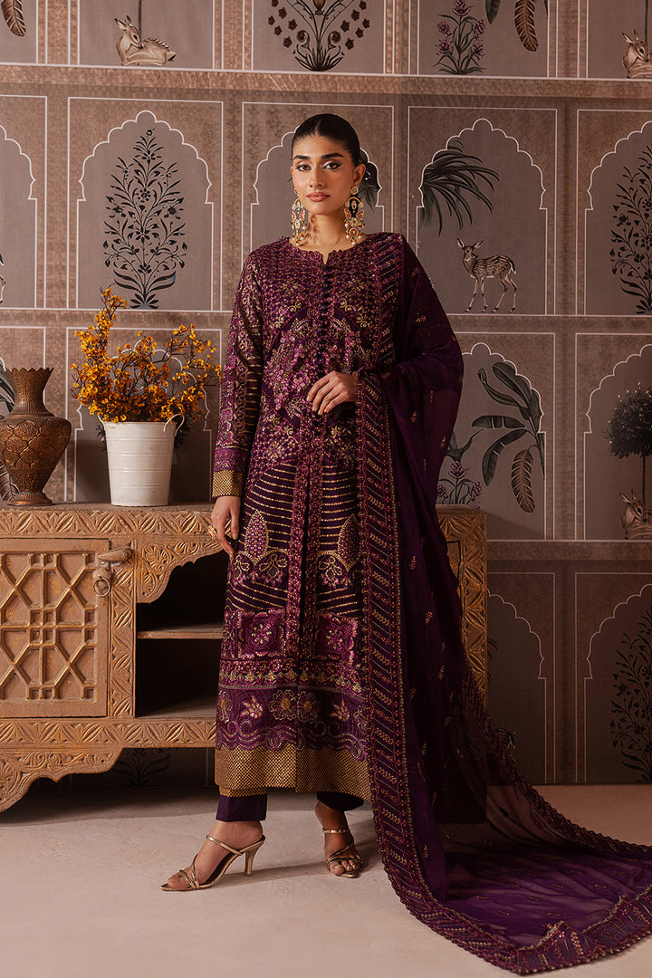 Plum Chiffon Embroidered Dresses in Pakistan – 3 Piece Suit