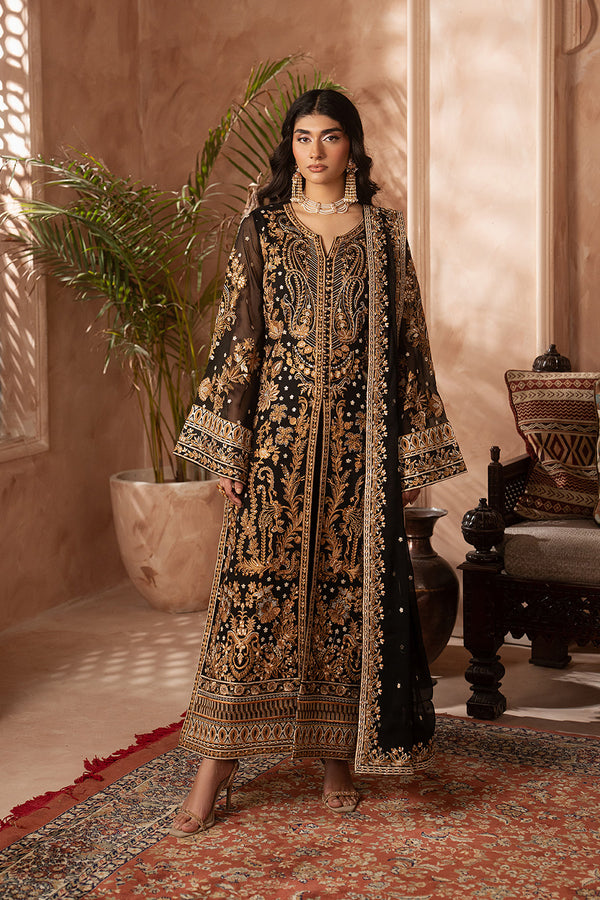 green emerald velvet dress Hussain Rehar Luxury Festive Formal Organza Unstitched Dress main image 0