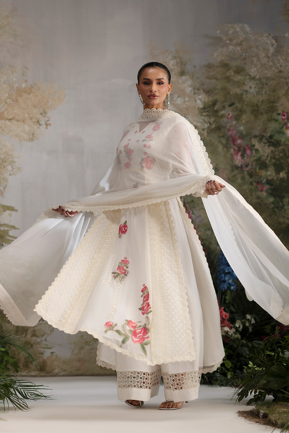 White Embroidered Pakistani Party Dress – Elegant & Chic – Maryum N Maria