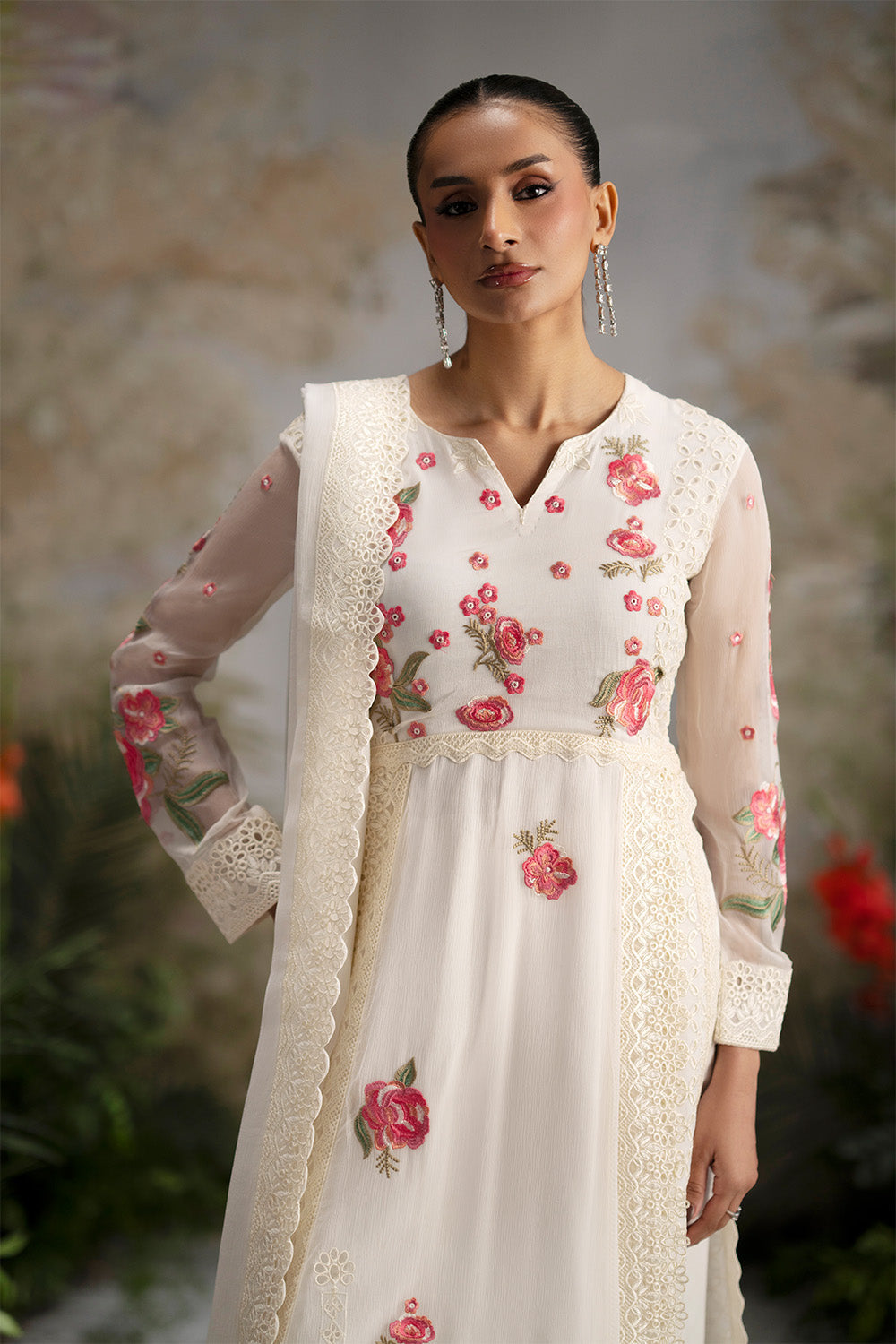 White Embroidered Pakistani Party Dress – Elegant & Chic – Maryum N Maria