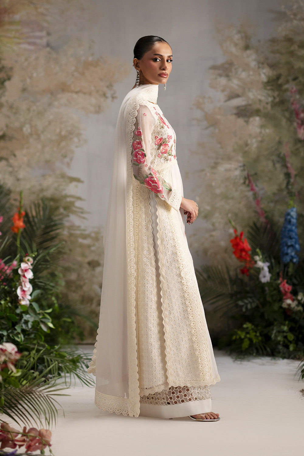 strapless open back dress White Embroidered Pakistani Party Dress – Elegant & Chic – Maryum N Maria