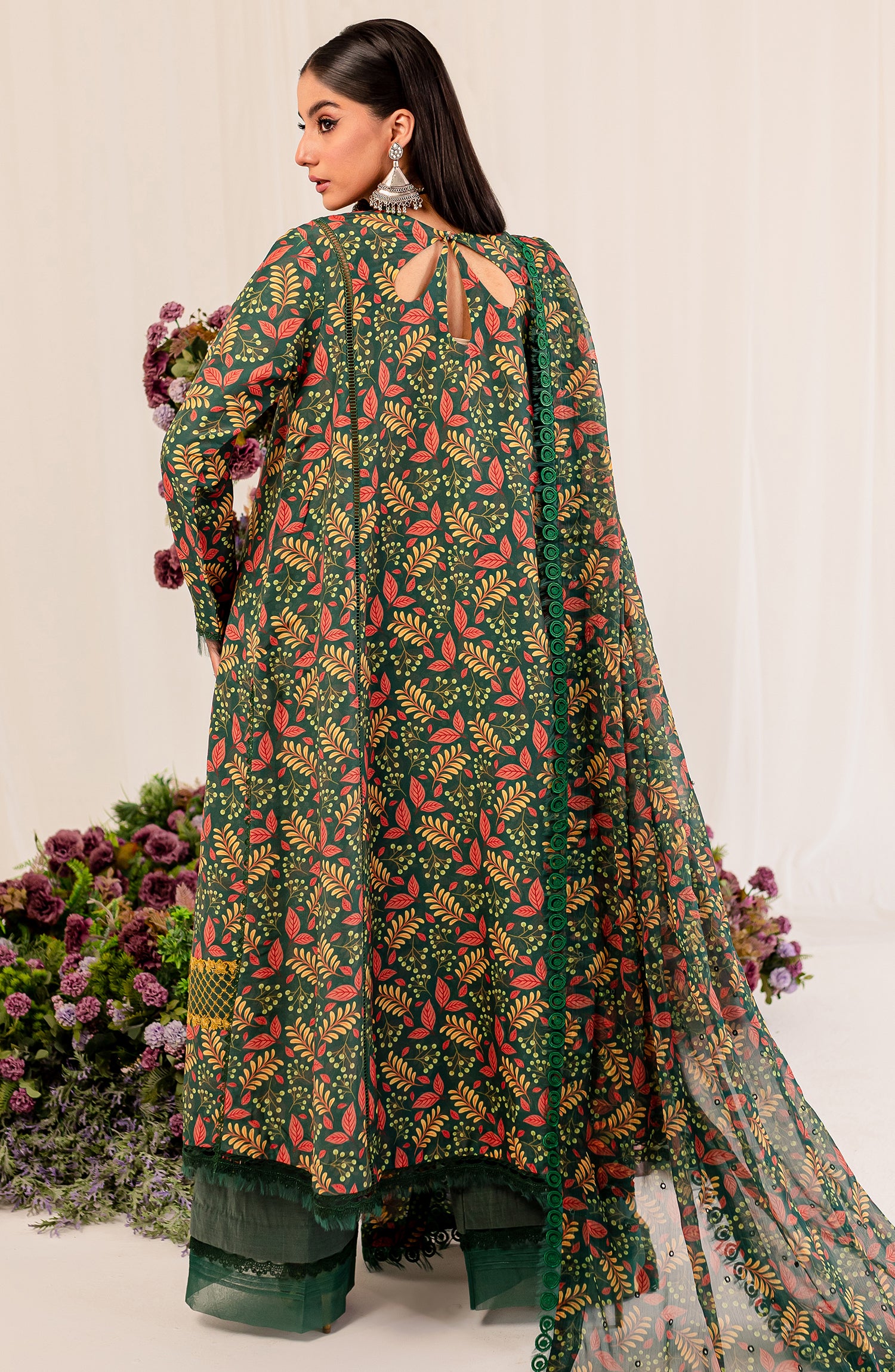 Printed Embroidered Lawn - Amber (MLFD-162)
