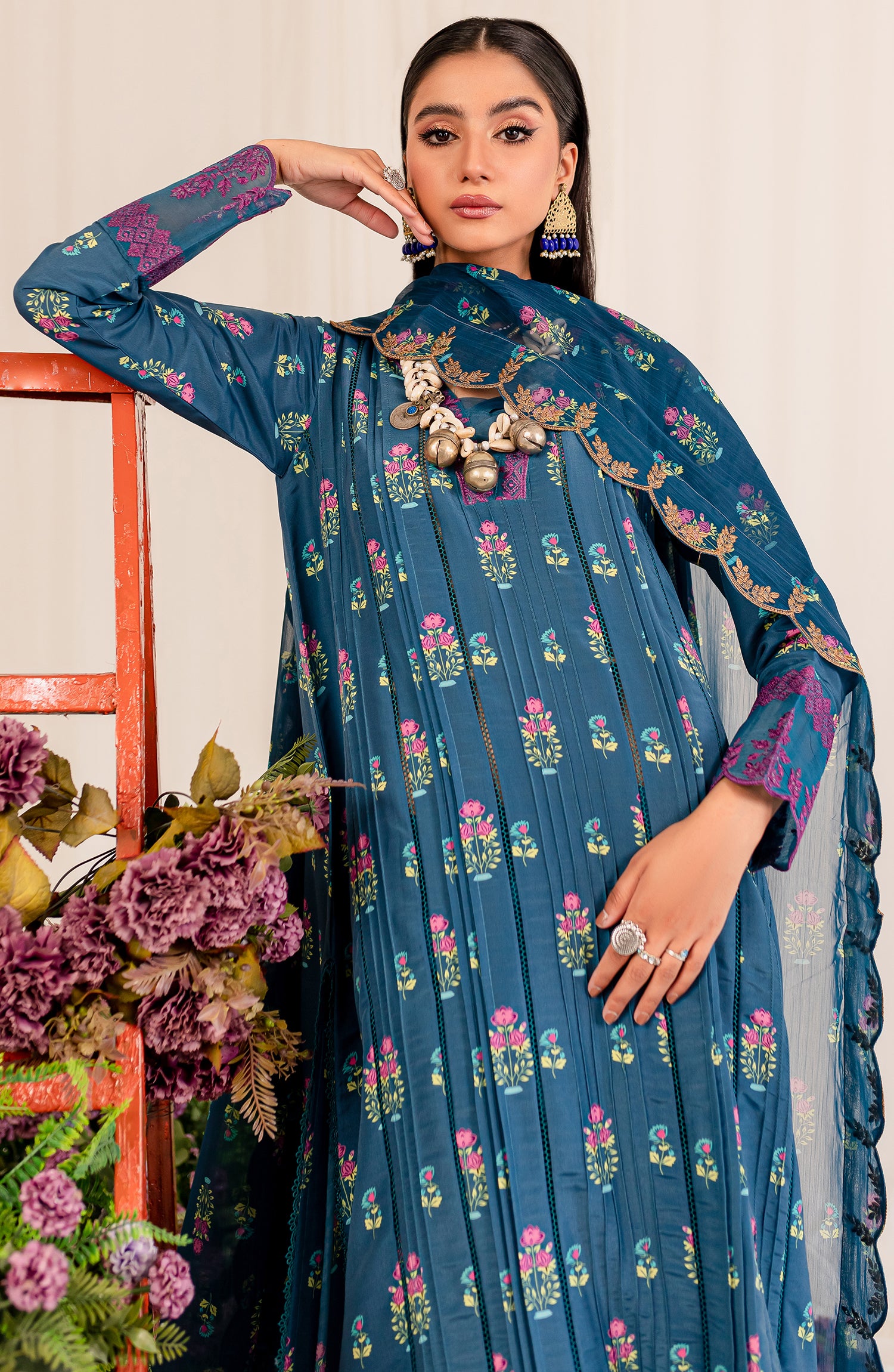 Printed Embroidered Lawn - Sapphire (MLFD-164)