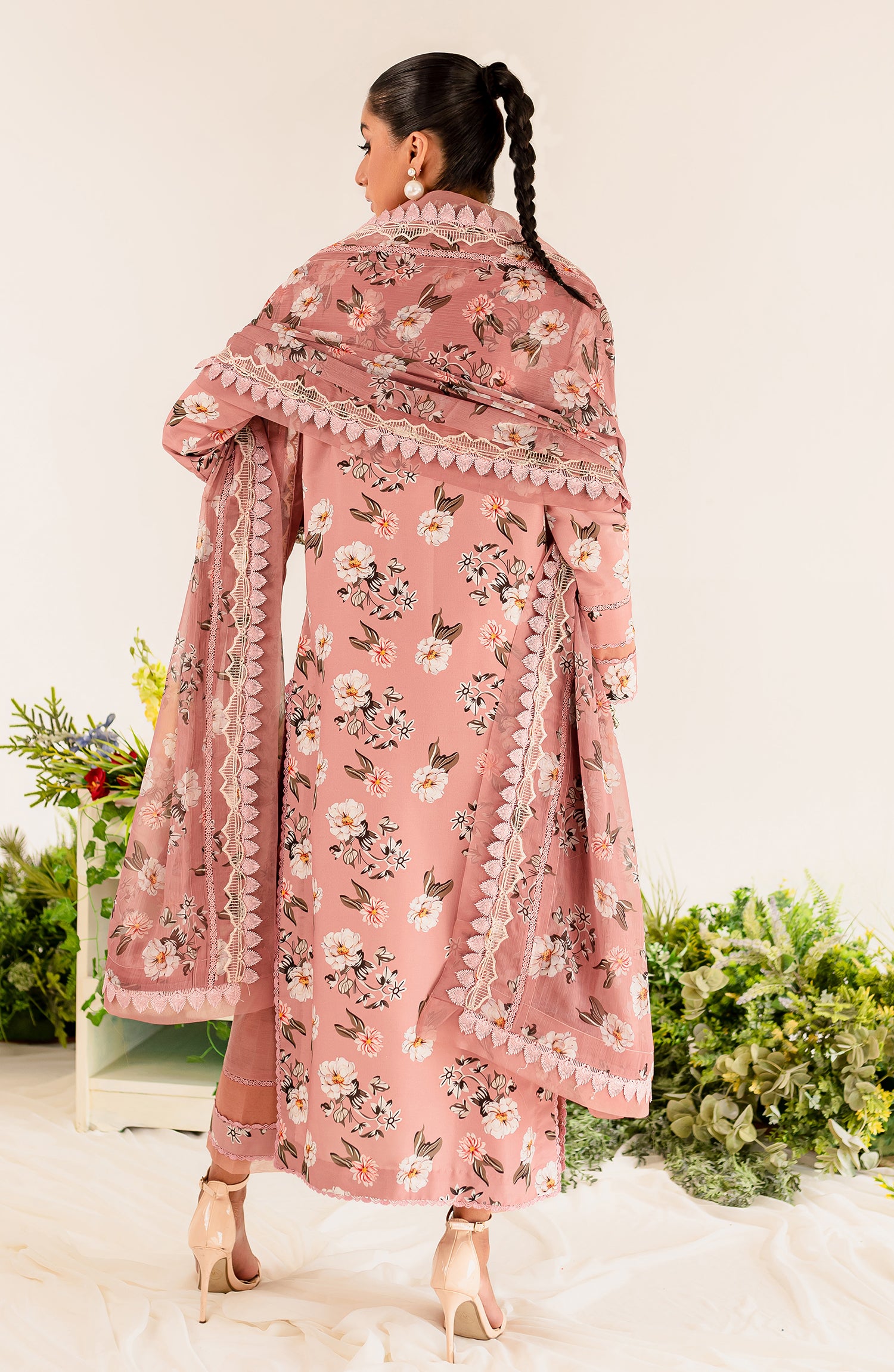 Printed Embroidered Lawn - Rose (MLFD-163)