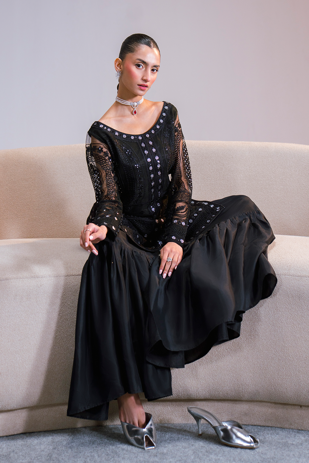 Pakistani Embroidery Dresses | Black Elegant 2 Piece Pret