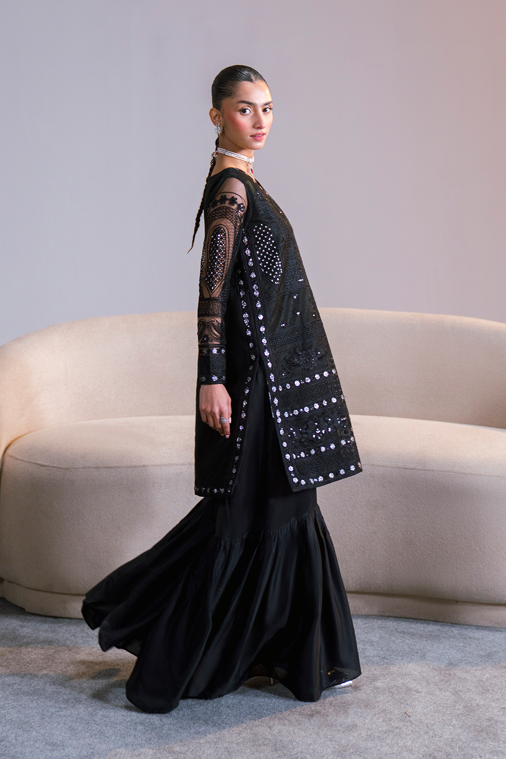 Pakistani Embroidery Dresses | Black Elegant 2 Piece Pret