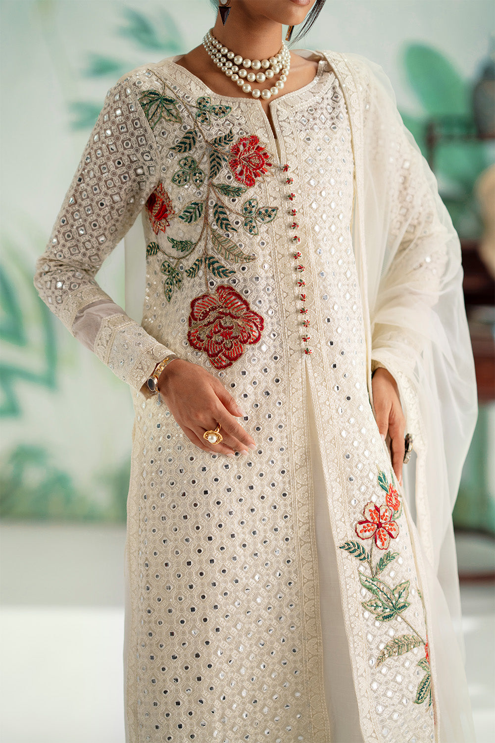 Luxurious White 3-Piece Pret – Party & Wedding Wear – Maryum N Maria