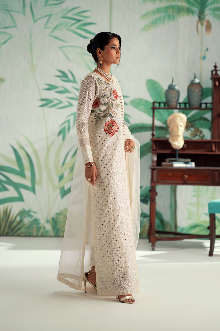 pakistani formal dresses Luxurious White 3-Piece Pret – Party & Wedding Wear – Maryum N Maria