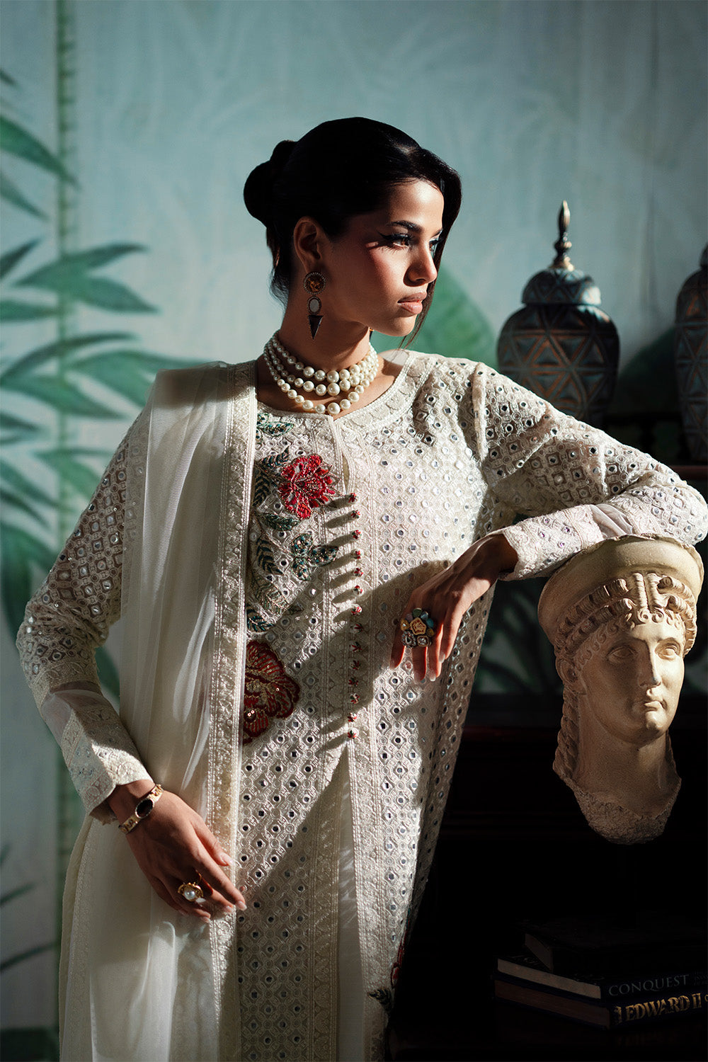 Luxurious White 3-Piece Pret – Party & Wedding Wear – Maryum N Maria