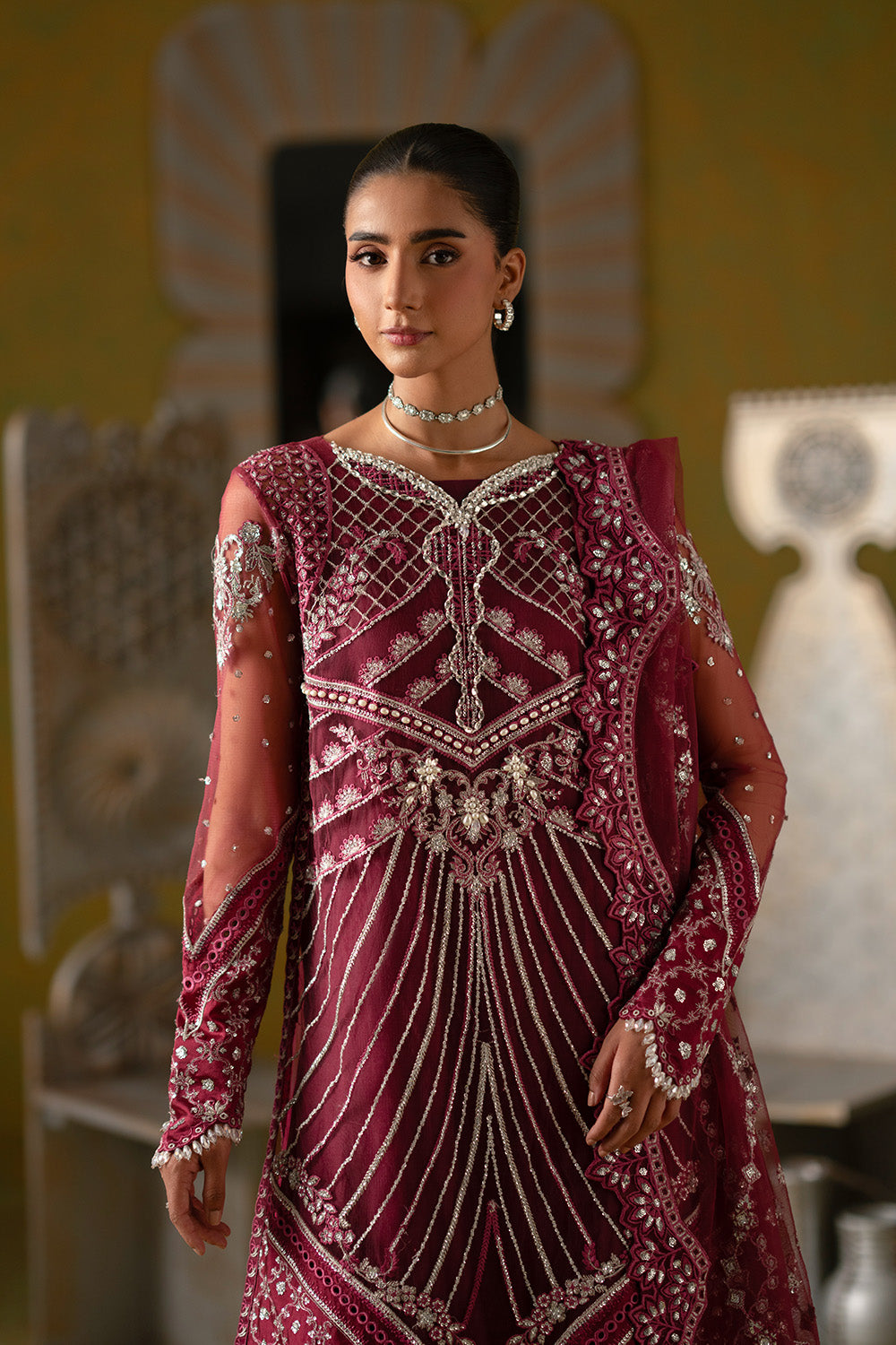 red formal pakistani dresses Luxury Pret Pakistan Cherry 3 Piece Dress-Maryum N Maria CS2645