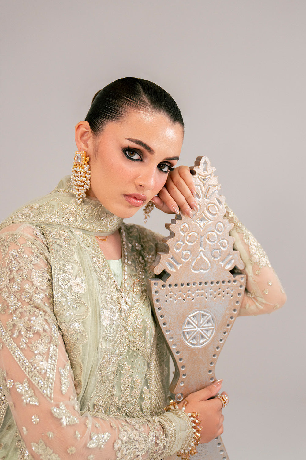 Pakistani Formal Dresses Lime Green 3 Piece Luxury Pret | Maryum N Maria