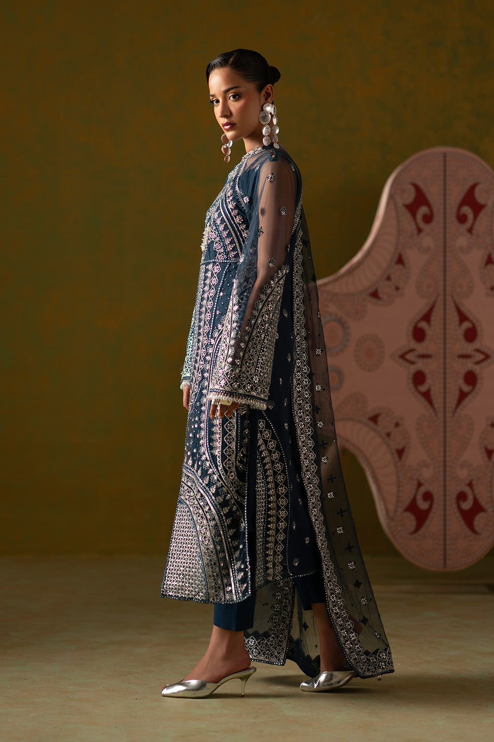 Ready to Wear Formal Dresses Indigo Blue 3 Piece Pret