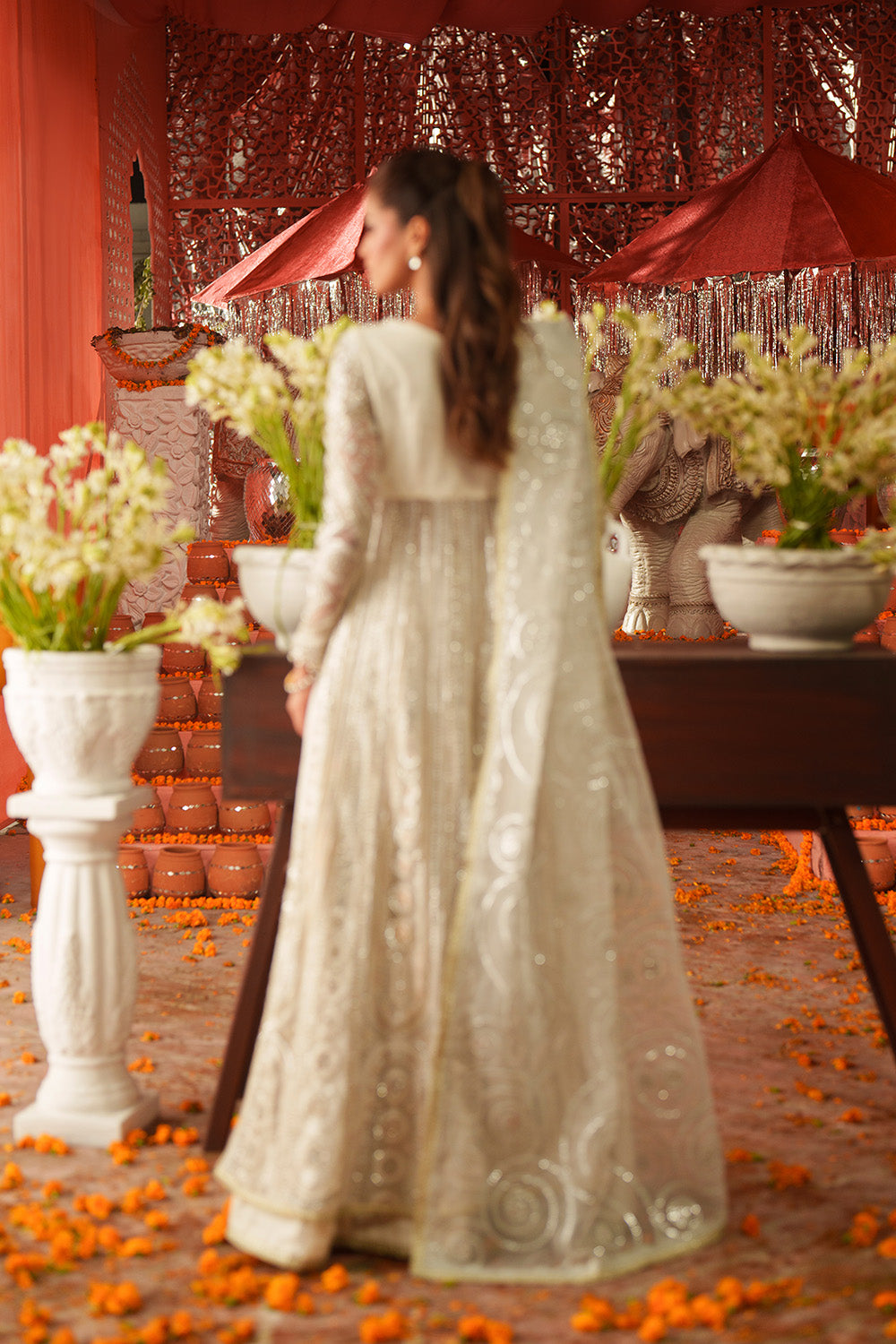 Ivory White Pakistani Bridal Dress for Walima – Maryum N Maria