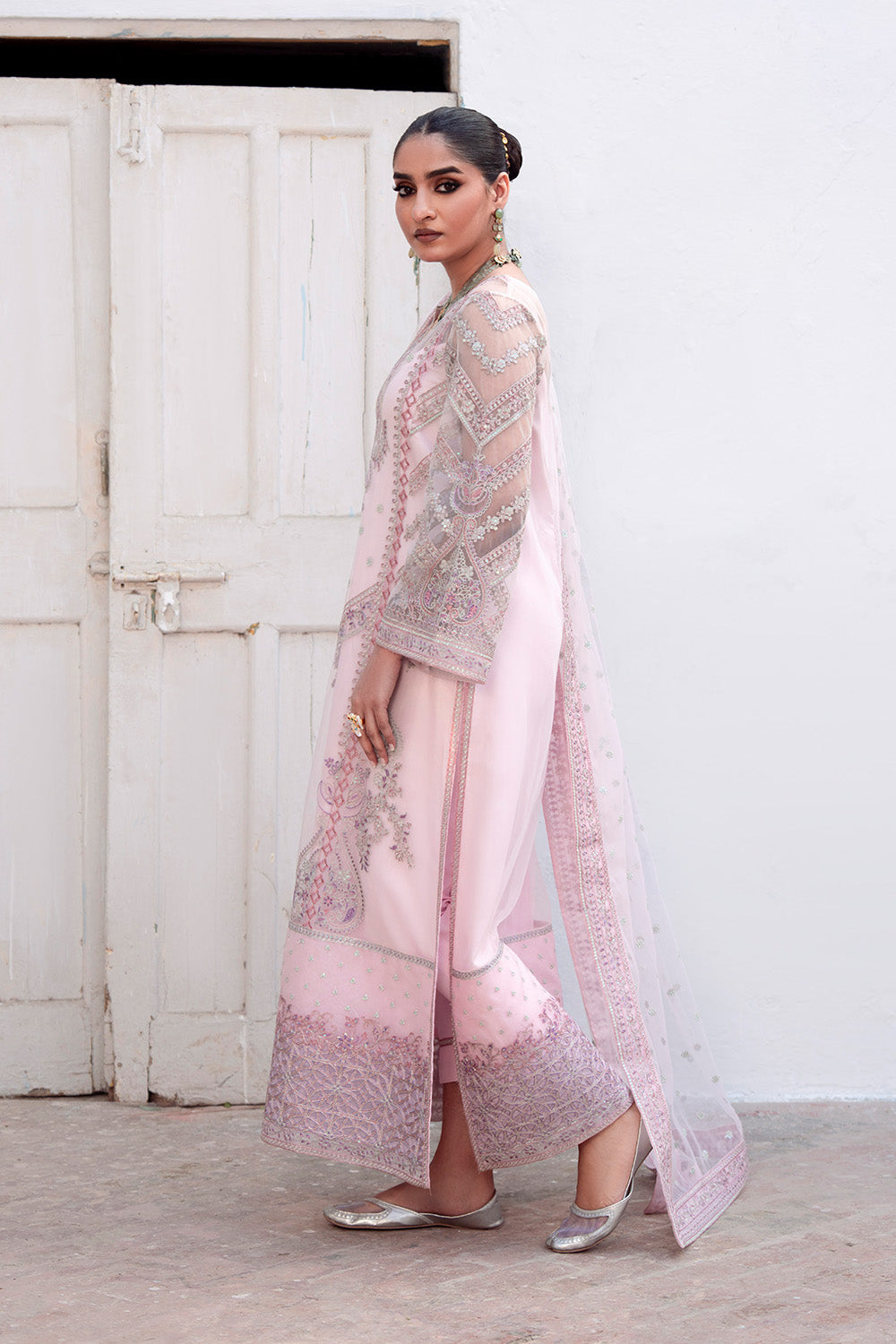 knee length dresses for ladies Maryum N Maria Pink 3-Piece Pret