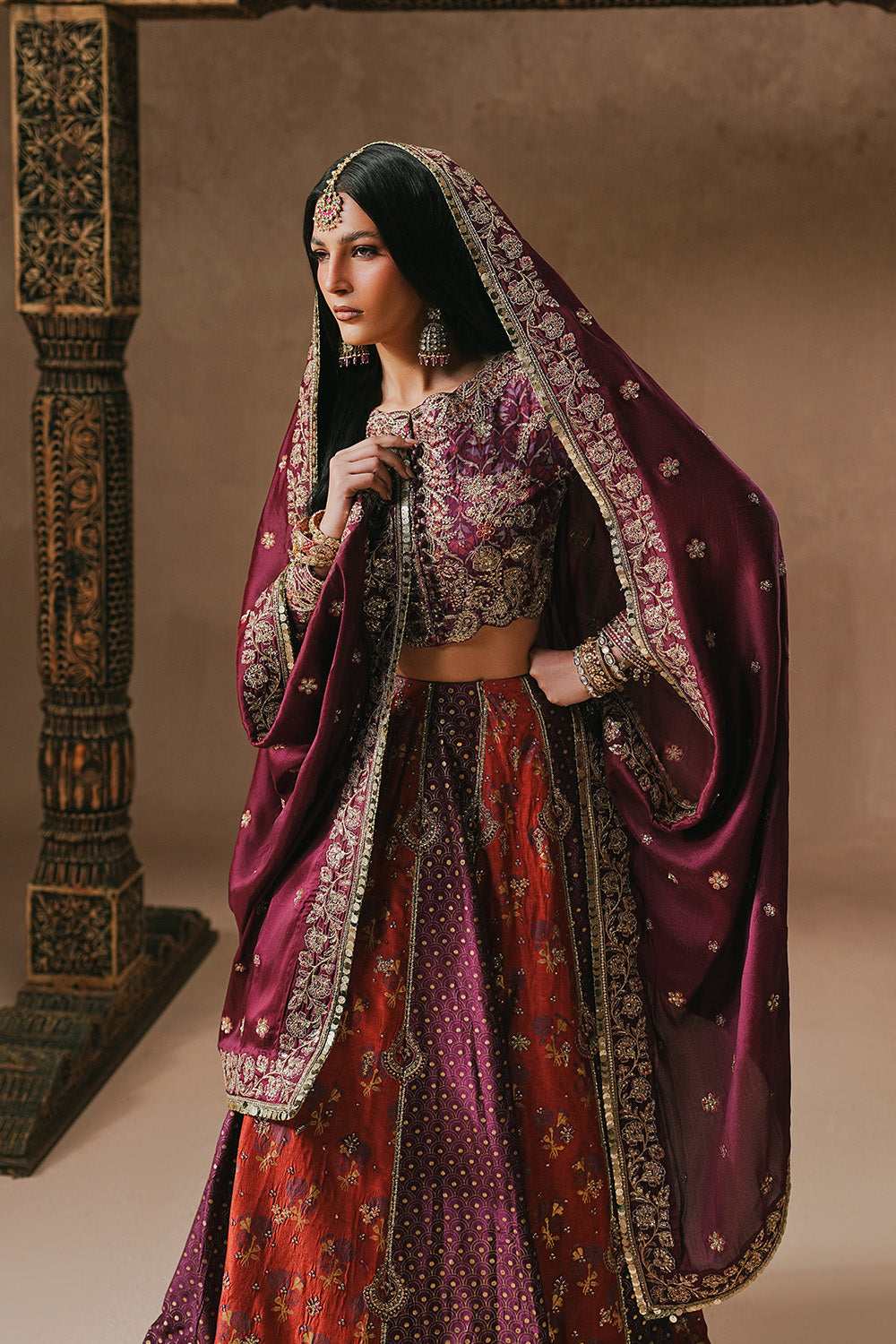 Luxury Pakistani Bridal Dresses in Plum