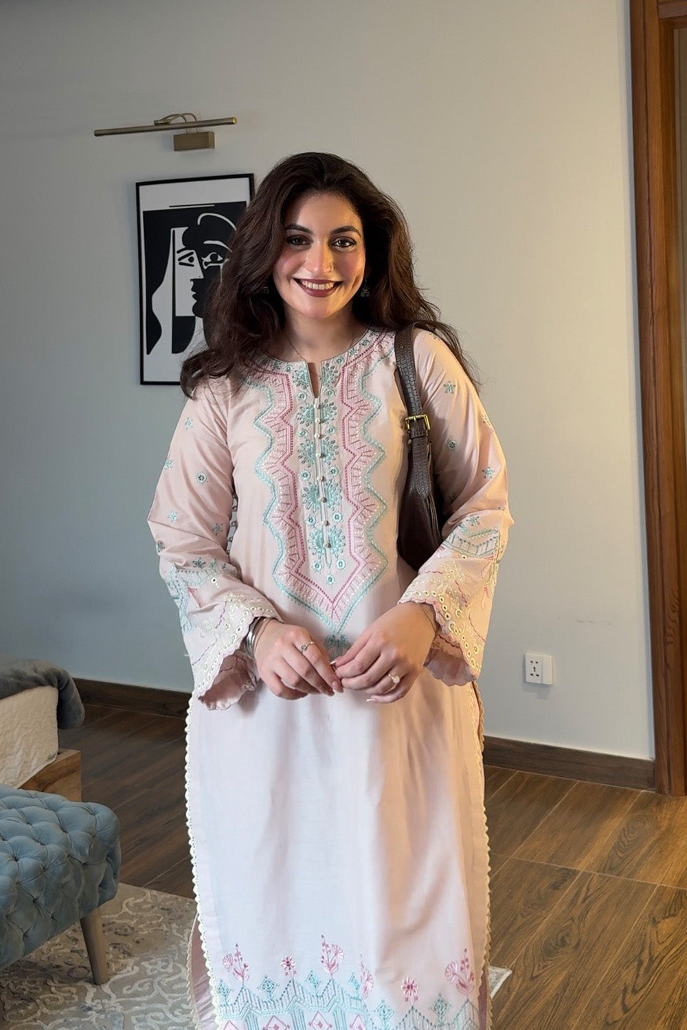 sachin and babi light blue dress Green Printed and Embroidered Viscose-Cotton Taaga Casual Dress main image 1