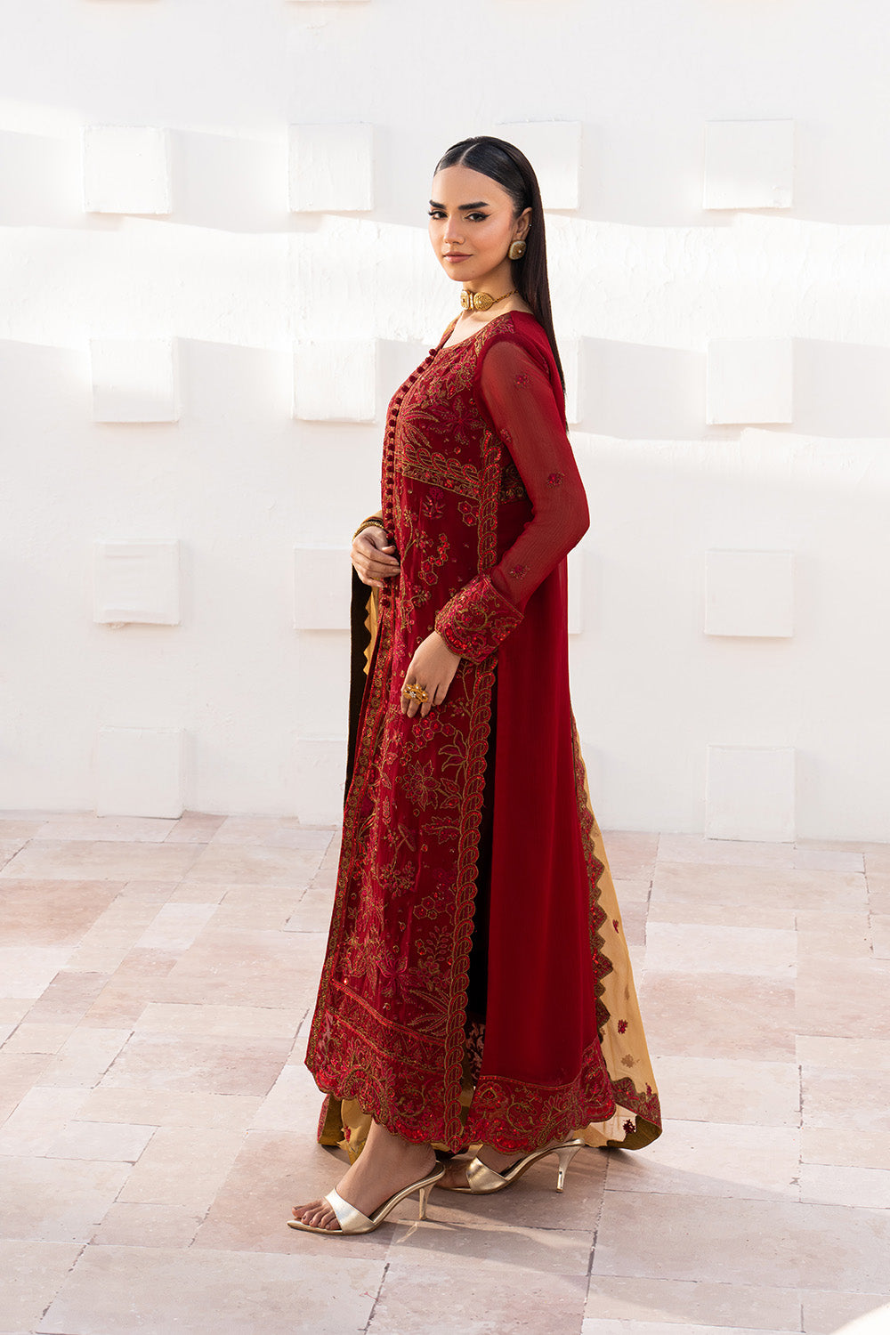 white christmas dresses Azure Ensembles Red Mist Chiffon Pakistani Suit main image 0