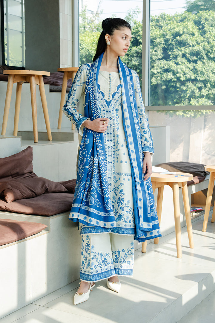 khaddar dress design Blue Snow Ready to Wear Khaddar Dress 3-Piece Pret Maryum N Maria