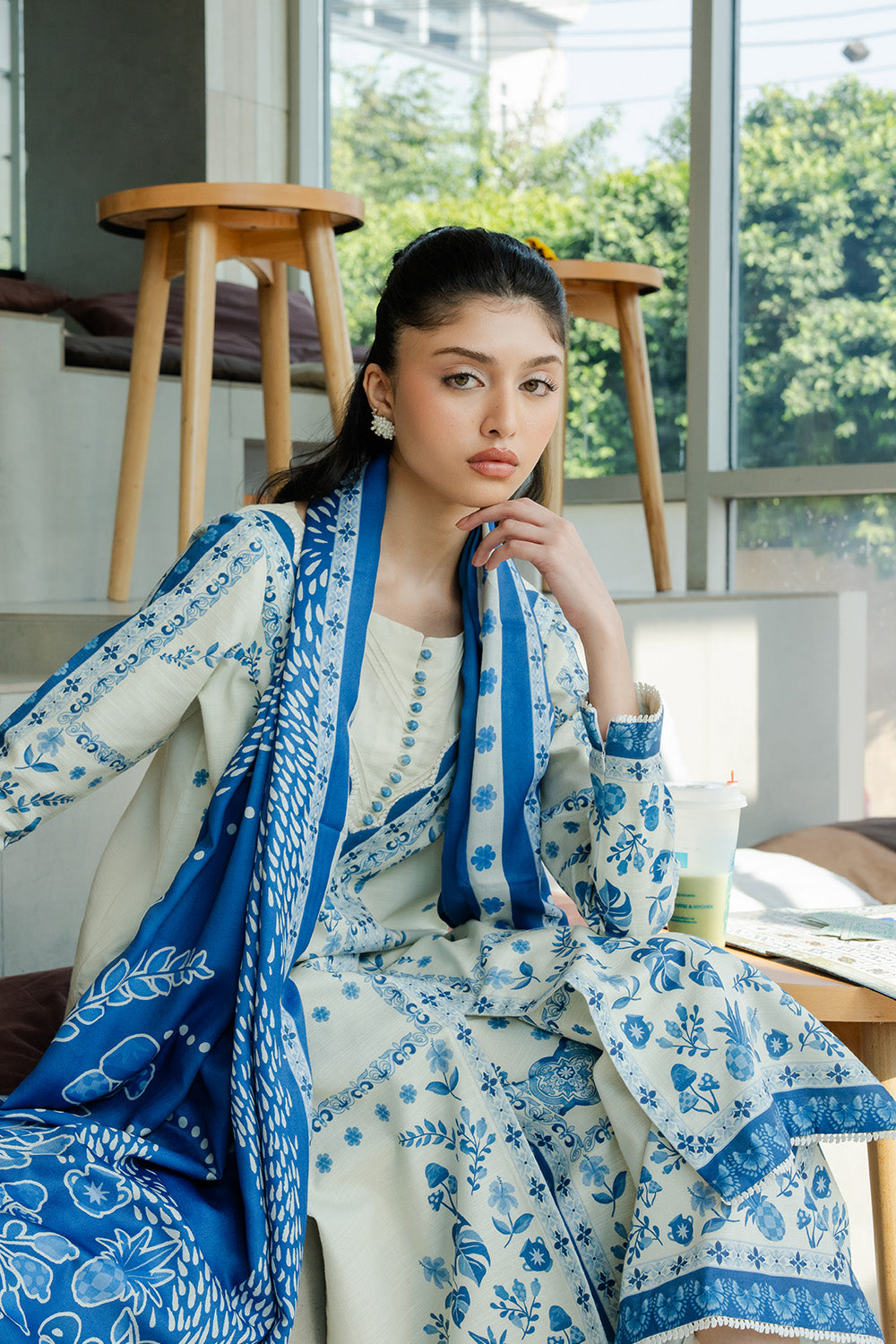khadr dress design Designer khaddar dress in off-white color casual wear SMALL