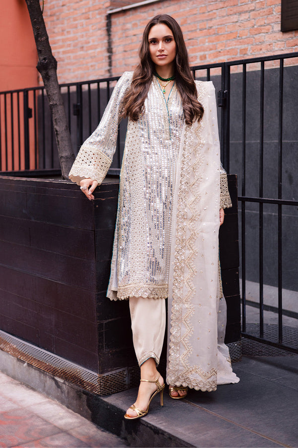 3 Piece Embroirdered Chiffon Bertha - FW50064